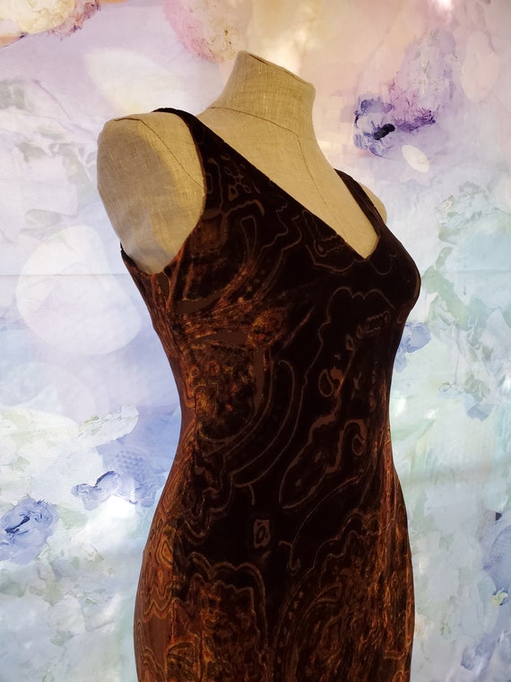 Lauren by Ralph Lauren Brown Velvet Burnout Maxi D