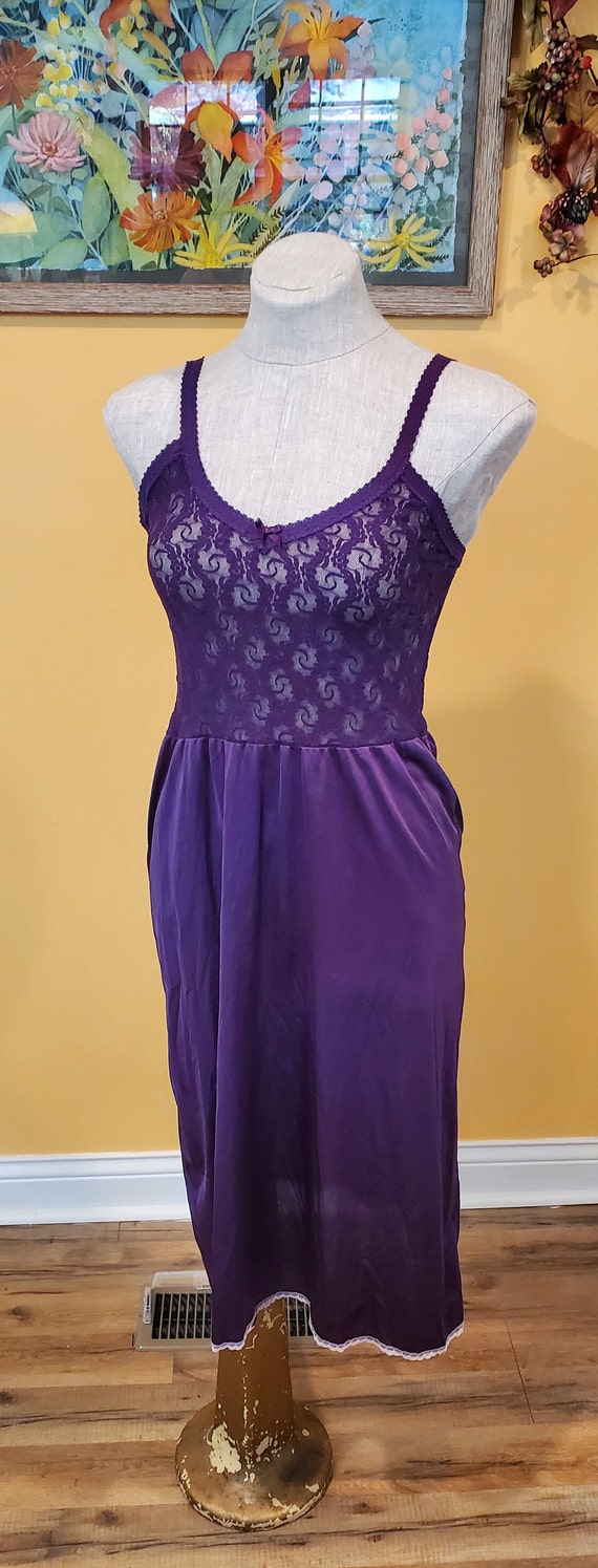Purple Dyed Bestform Full Slip with Sheer Lace Bu… - image 2
