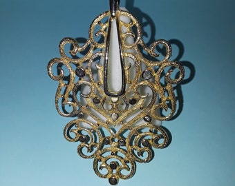Pendentif Filigrane Romain Plaqué Or Sur Chaîne - Étain - Style Antique - Neuf Avec étiquettes