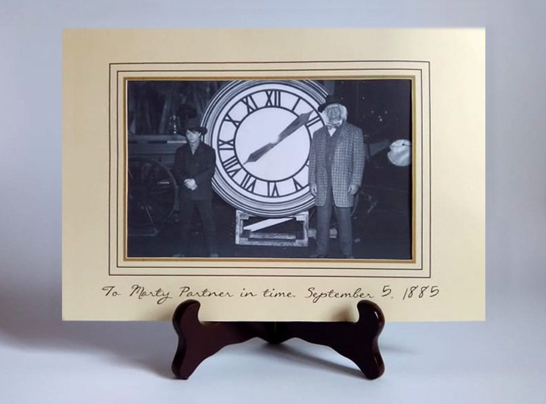 Photography Doc and Marty in Front of the Clock Face Back to the Future