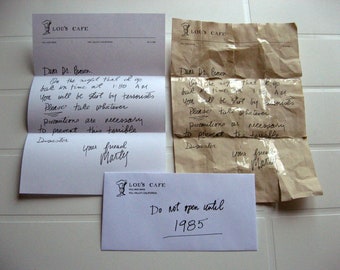Marty's letter to Doc, complete set. Back to the Future 1 prop replica.