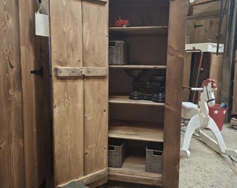 Vintage Pine Cupboard, Kitchen Larder, Hallway Storage Cabinet
