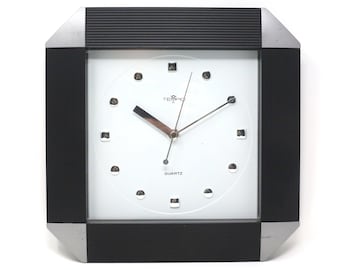 Vintage Square Postmodern Wall Clock by Tempic