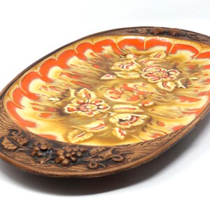 Mid-Century Orange and Brown Ceramic Platter by Treasure Craft
