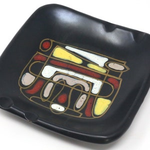 1950&#39;s Aldo Londi for Bitossi Square Matte Black Enameled Ceramic Ashtray