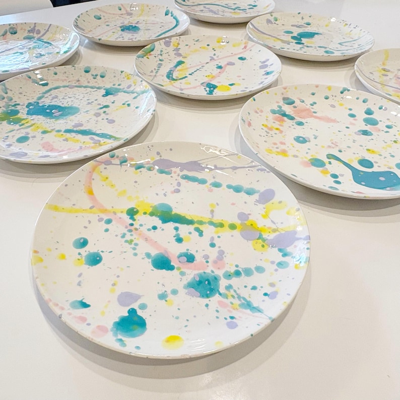 Splatter Plates 1990’s Splatter Glaze Dinner Plates - Set of 9 - Etsy
