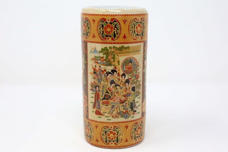 Vintage Japanese Satsuma 6 Cylinder Vase