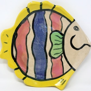 Vintage Handmade Pottery Fish Plate