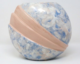 1960's Mid-Century Pink Blue and White Ceramic Vase