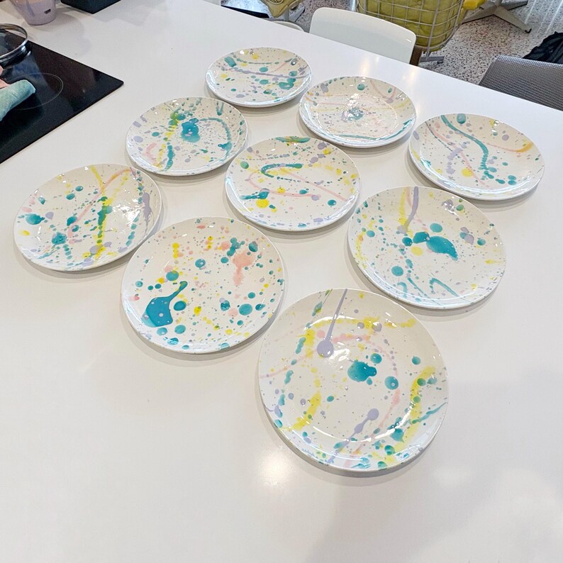 Splatter Plates 1990’s Splatter Glaze Dinner Plates - Set of 9 - Etsy