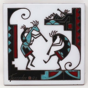 1992 Tribal Band Ceramic Tile Trivet or Wall Decor by Teissedre Designs