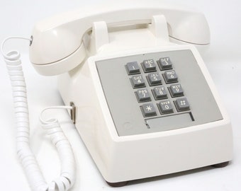 Vintage White Touch-Tone Desktop Modular Telephone