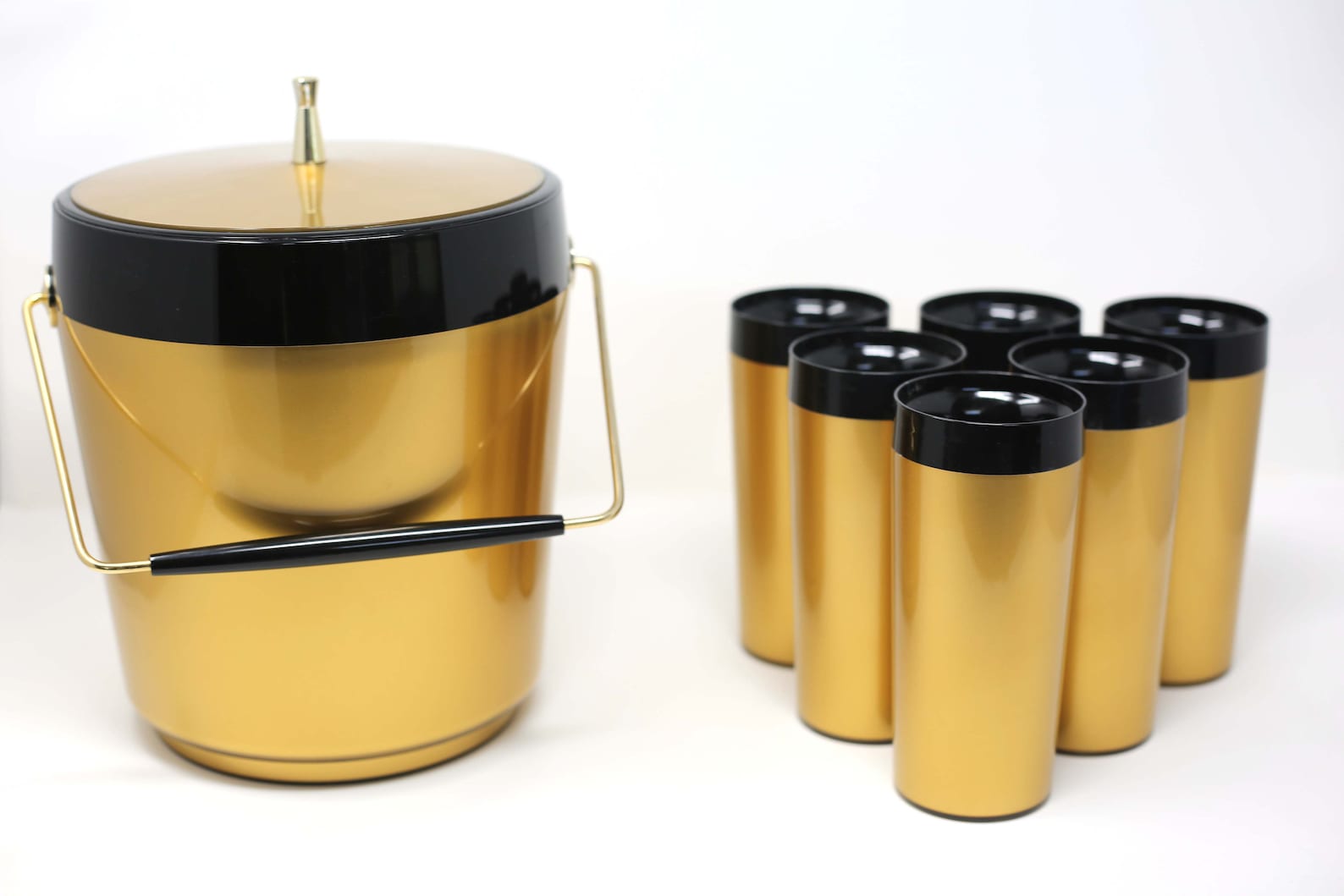 Vintage Gold and Black Insulated Ice Bucket and Beverage Cups Etsy