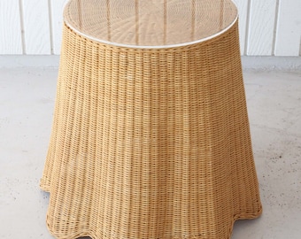 Vintage Drape-Form Wicker Side Table