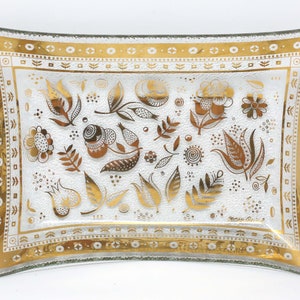 Vintage Gold and Transparent Floral Serving Dish by Georges Briard