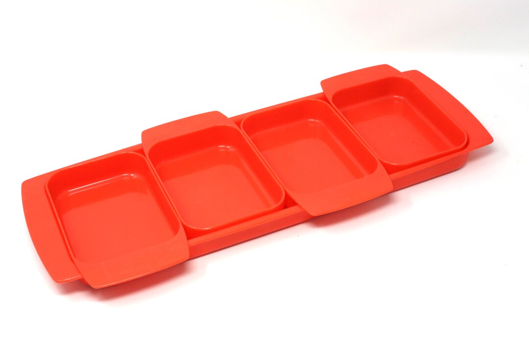 Midcentury Red Plastic Serving Trays Set of 5 Etsy