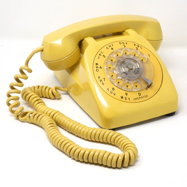 Vintage Yellow Rotary Desktop Modular Telephone