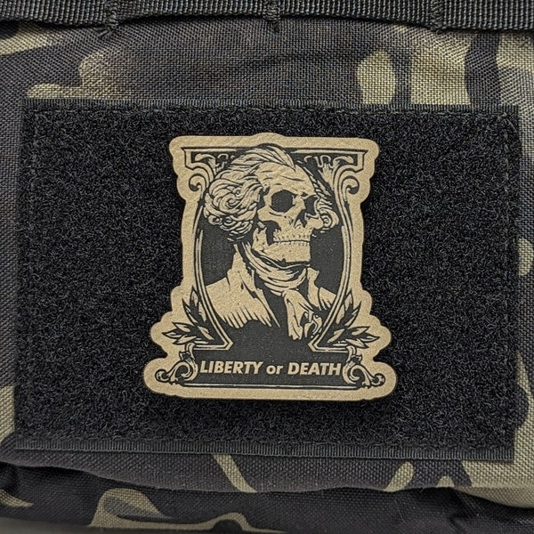 Liberty Or Death Tactical Patch, One Dollar Washington, Skull Morale Patch, For Tactical Hat,Bag, Hook and Loop Backing, Plate Carrier Patch