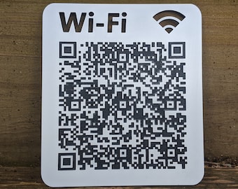 QR Code in White Acrylic, WiFi Access Code, Coffee Shops, Hotels, Bars, Restaurants, or AirBnb / VRBO. Indoors or Outdoors, Contactless Menu