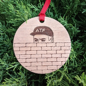 Sneaky ATF Guy Hardwood Christmas Ornament: Funny 2A Meme