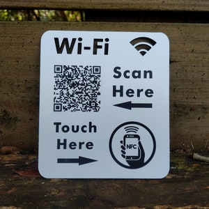 Wi-Fi QR Code With NFC Chip, Guest WiFi Access Code, Perfect for Coffee Shops, Hotels, Bars, Restaurants, or AirBnb / VRBO. Scan or Tap Wifi