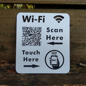 Wi-Fi QR Code With NFC Chip, Guest WiFi Access Code, Perfect for Coffee Shops, Hotels, Bars, Restaurants, or AirBnb / VRBO. Scan or Tap Wifi