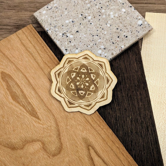 Vibrating Seed of Life Mandala Wooden Sticker Laser Etched Decal//Phone Decal Flask Decal Real Wood Decal
