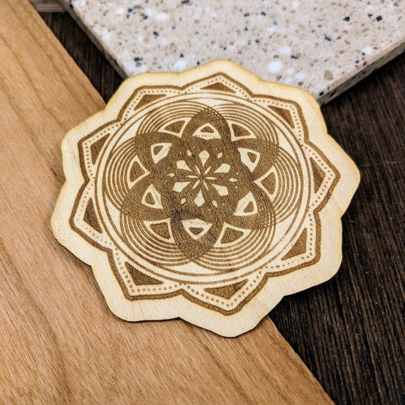 Vibrating Seed of Life Mandala Wooden Sticker Laser Etched Decal//Phone Decal Flask Decal Real Wood Decal