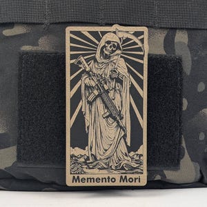 Memento Mori Morale Patch ,Grim Reaper with Nods Patch, Goon Patch, Motivational Patch, Range Bag, Hook and Loop Backing,Plate Carrier Patch