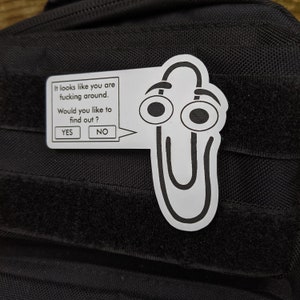 MS Clippy Fucking Around Morale Patch, Meme, Funny Patch For Tactical Hat, Range Bag, Hook and Loop Patch, Plate Carrier Patch, All weather image 3