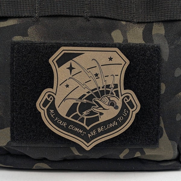 All Your Comms Are Belong To Us Morale Patch, Flipper Zero Patch, Vintage Airforce Comms Remix Hook and Loop Patch, For Plate Carrier
