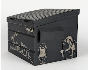 Street Art Dumpster, Banksy Edition, 3D Printed Dumpster Prop, Functional Art, Stash Box for Fans of Street Art, Pencil or Marker Holder