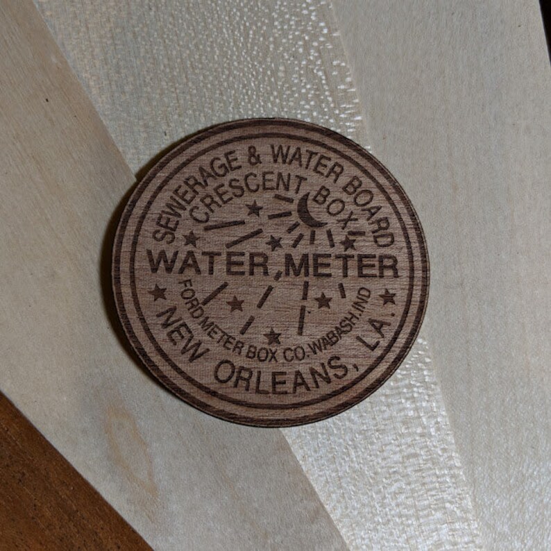 Wooden Sticker New Orleans Water Meter Real Wood Decal | Etsy