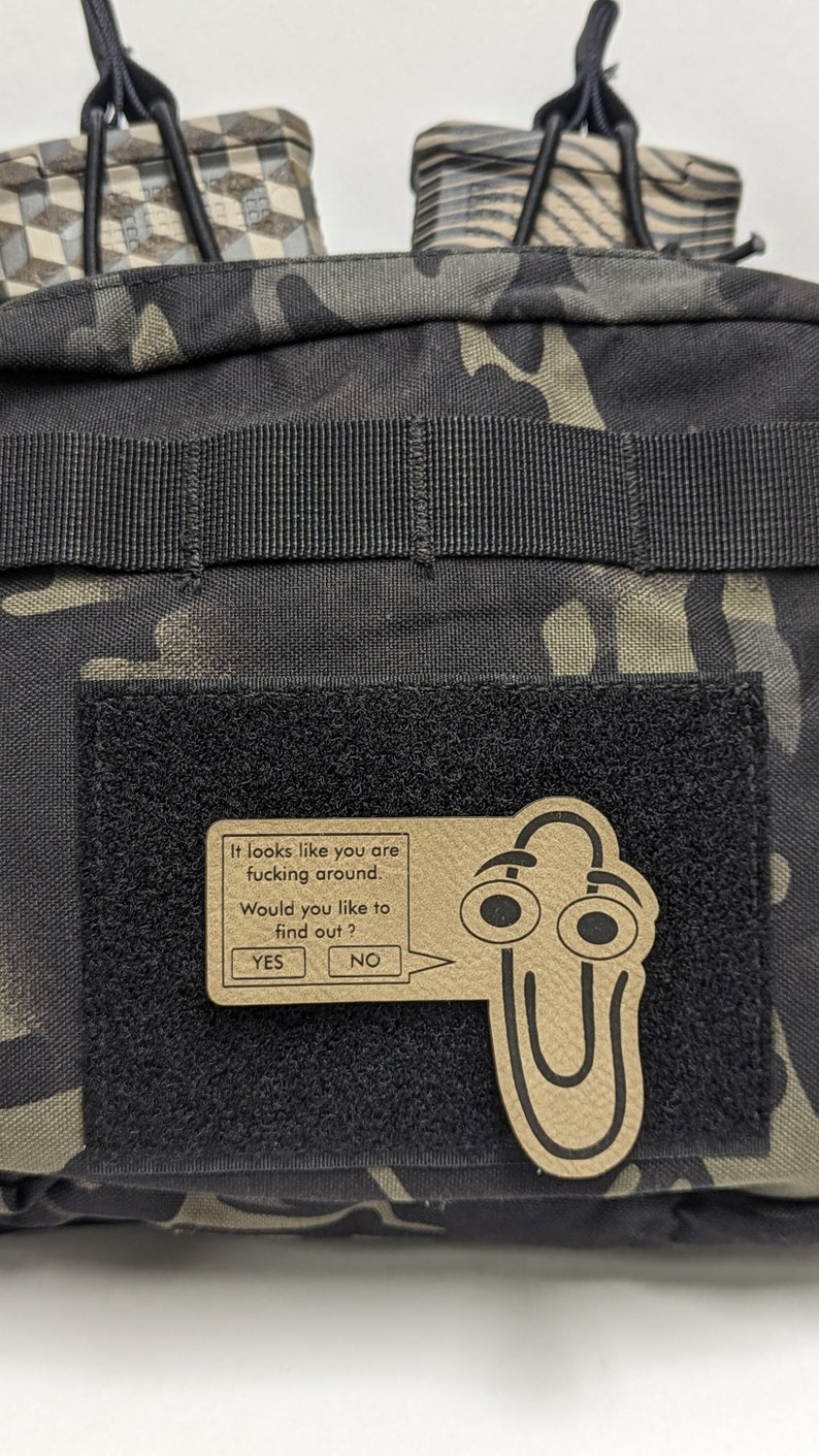 MS Clippy Fucking Around Morale Patch, Meme, Funny Patch For Tactical Hat, Range Bag, Hook and Loop Patch, Plate Carrier Patch, All weather image 1