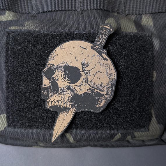 Ides of March Morale Patch: Julius Caesar Skull, Laser Engraved Leatherette
