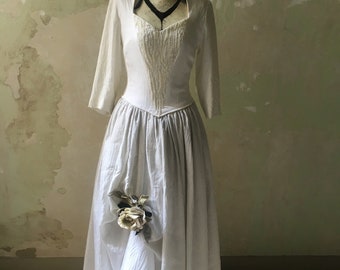 abito da sposa vintage originale anni 50/60 lungo con ricamo perline corpetto meraviglioso