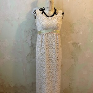 abito matrimonio anni 60 bianco macrame’ e raso