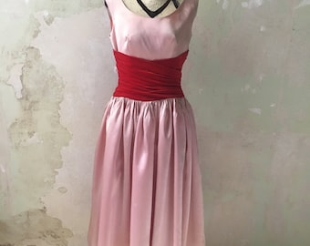 vintage abito cocktail rosa originale ‘50