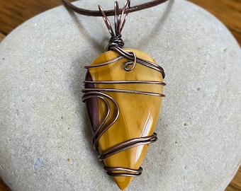 Mookaite Jasper Wire Wrap Pendant Necklace