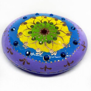 Handpainted Mandala Stone with Swarvoski Crystals