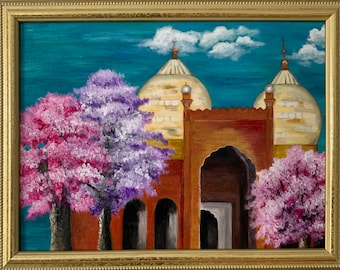 Mosque Painting Acrylic on Canvas Framed Painting Islamic Wall Art