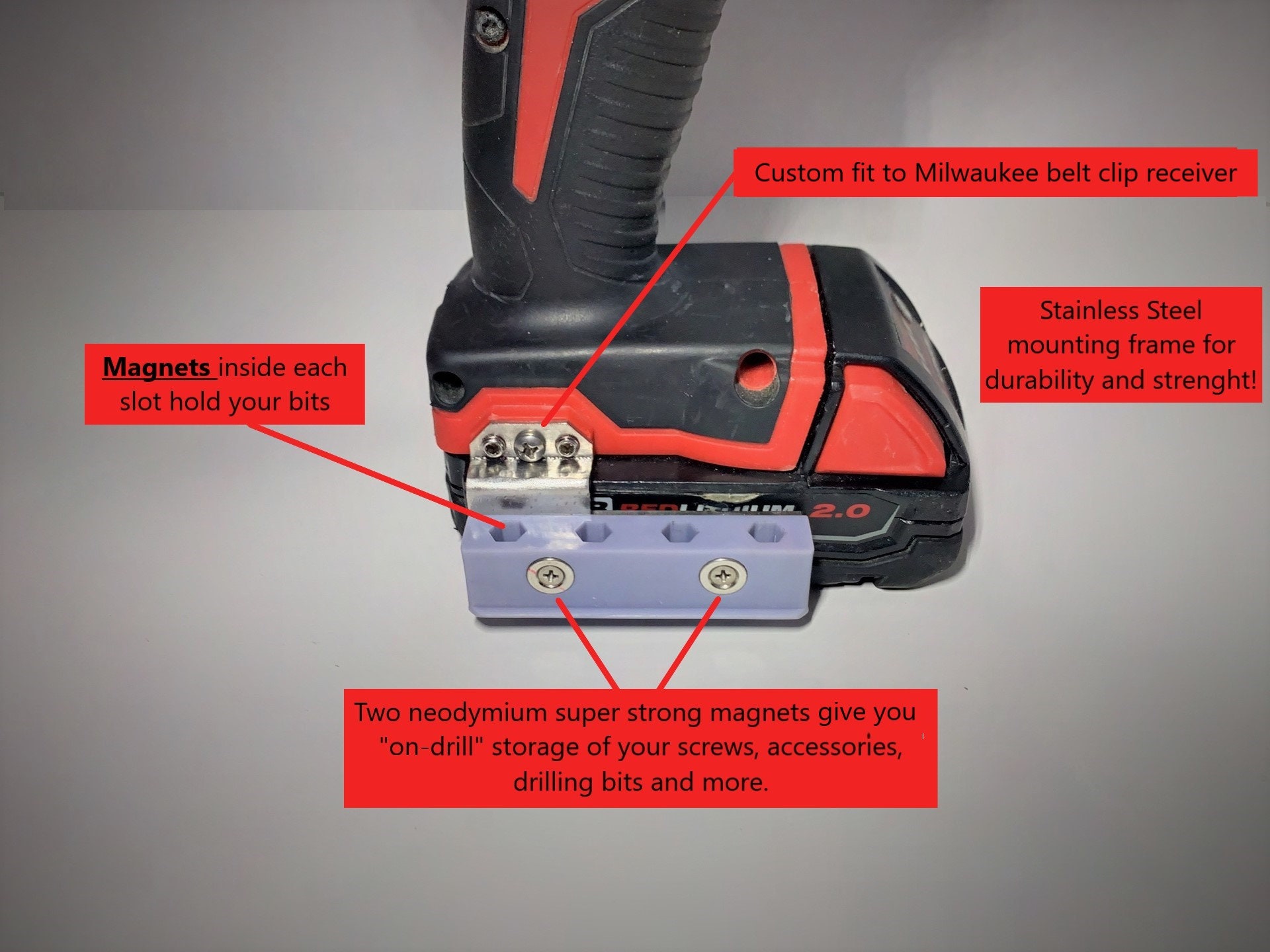 Milwaukee M18 Impact Driver drill Multi Bits Holder With on drill