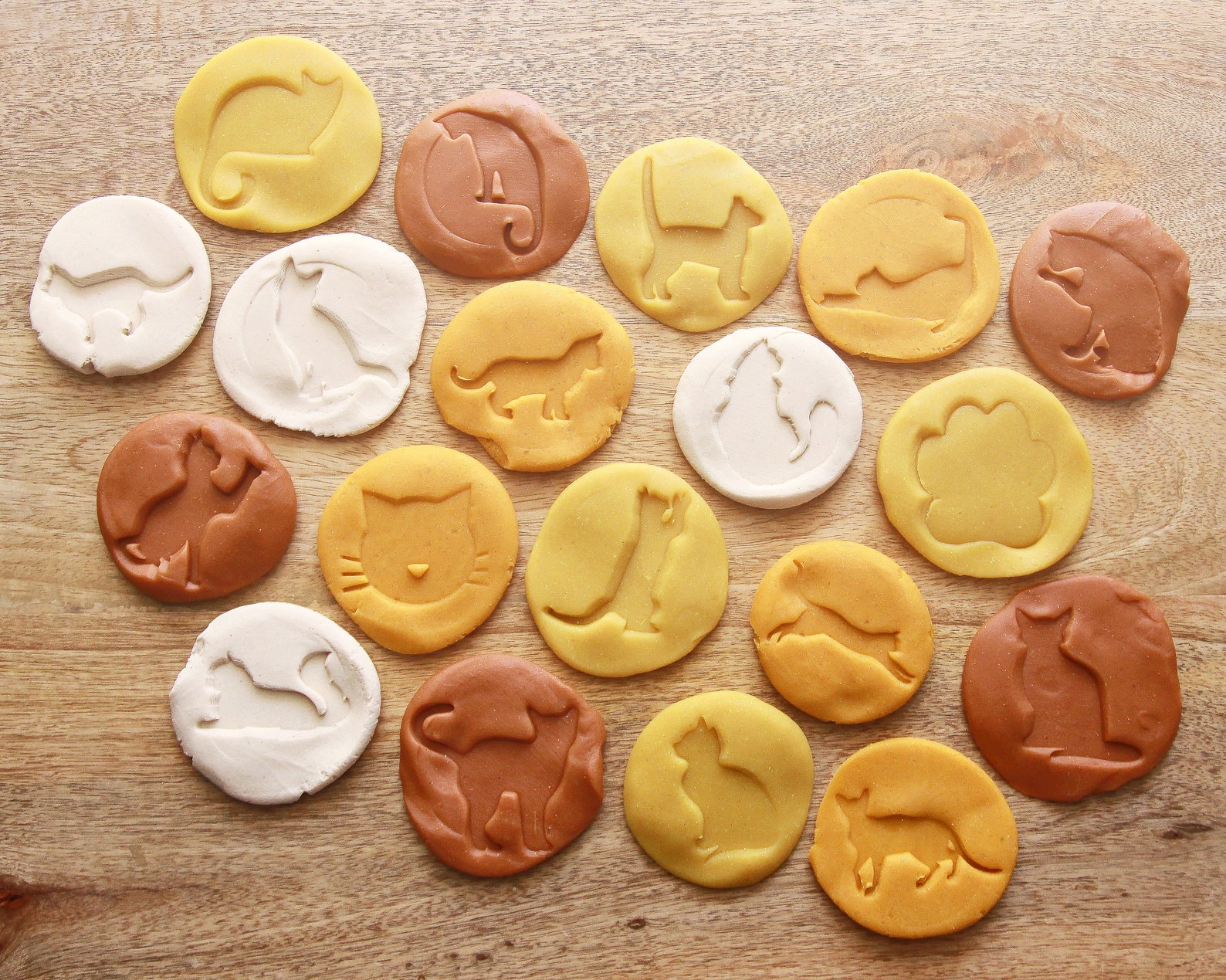 Wooden Pets Play Dough Stamps Cats Set of 19 Etsy