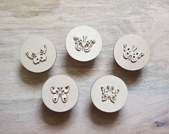 Wooden Play Dough Stamps Butterfly Set of 5 Etsy
