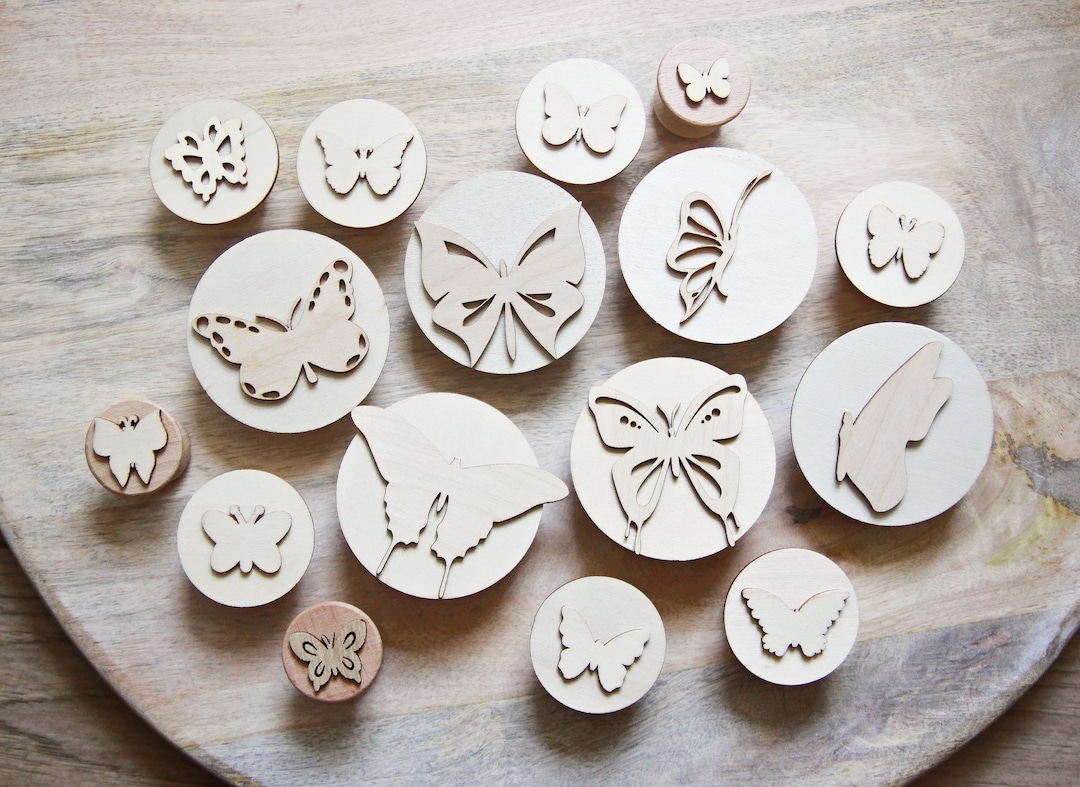 Butterfly Wooden Play Dough Stamps Large Set of 16 Etsy