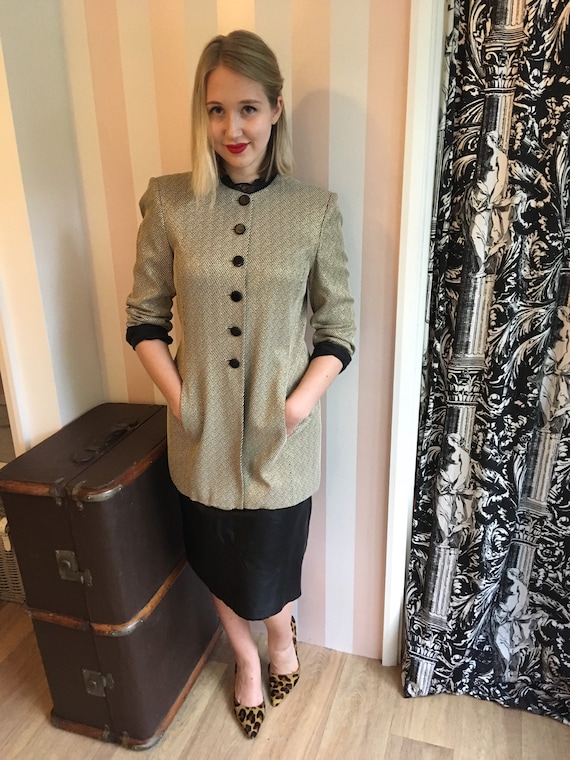 Gold and Black Vintage Jaeger Jacket / gold Jacket