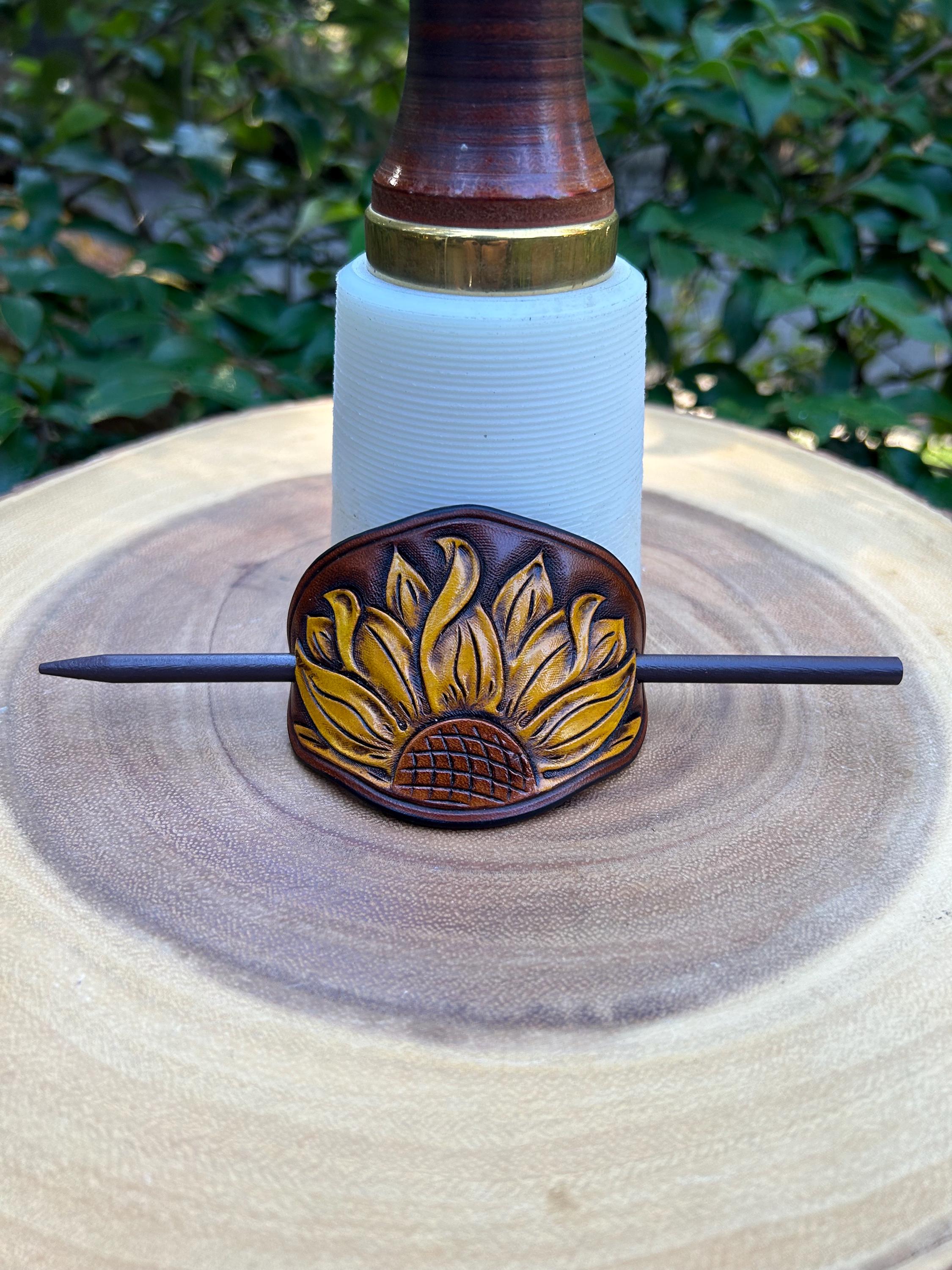 Stamped Leather Hair Barrette -Pretty Lights main image 1