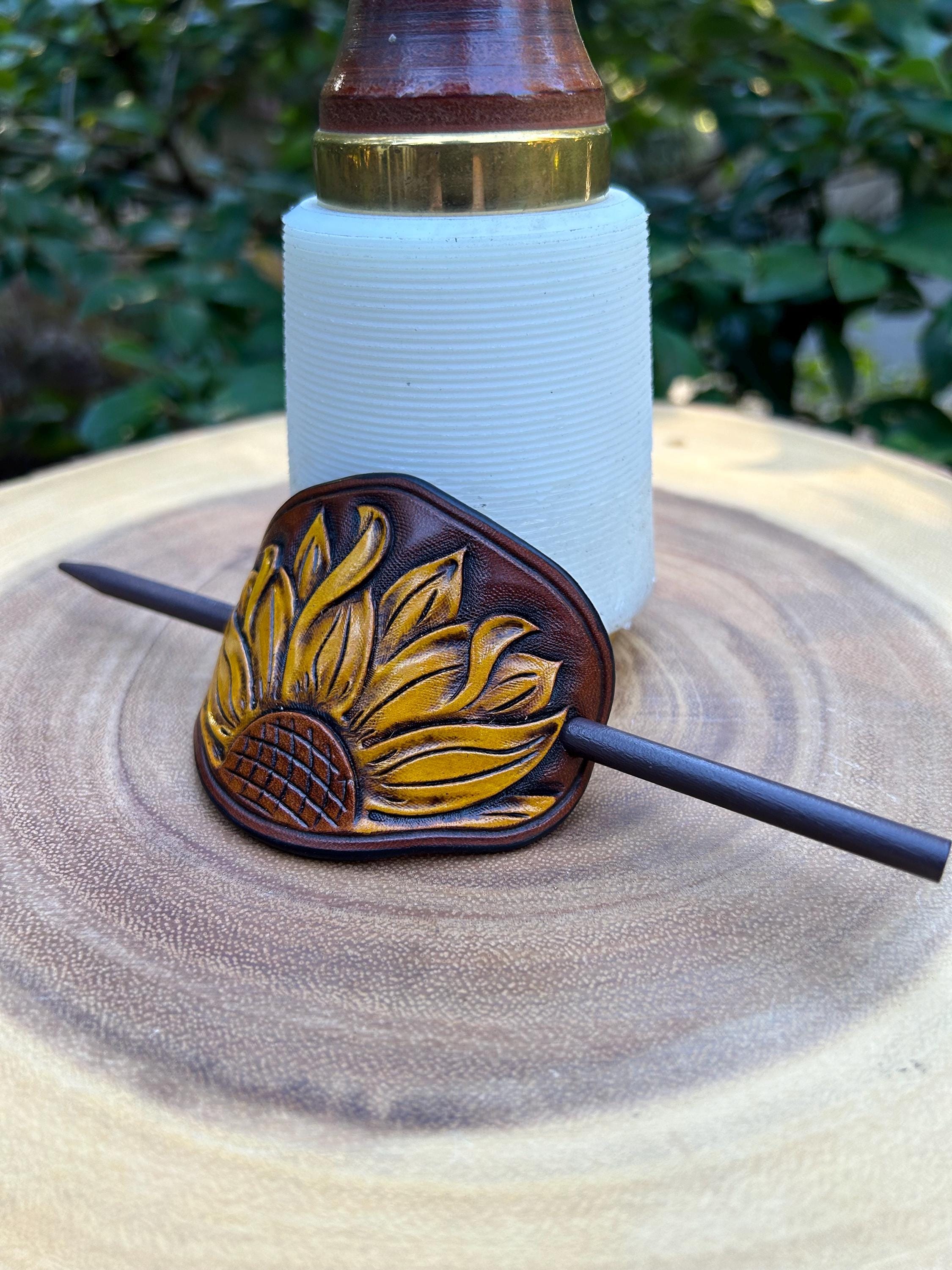 Stamped Leather Hair Barrette -Pretty Lights