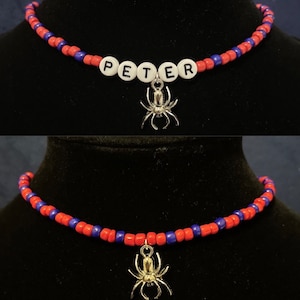Peter Parker Spiderman adjustable beaded necklace