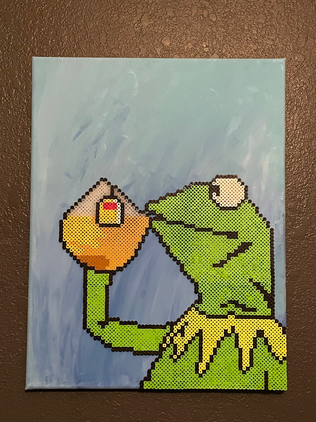 Perler Bead Kermit on Canvas Etsy